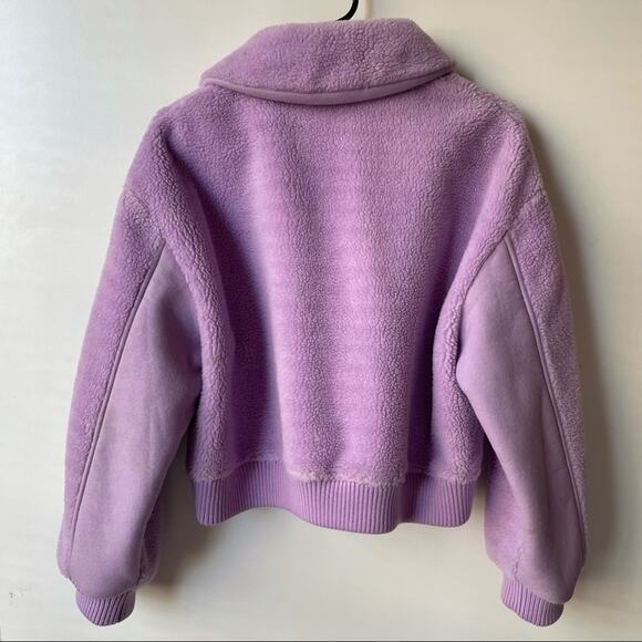 Tibi Faux Shearling Gus Cropped Jacket Lavender Purple - Picture 3 of 6